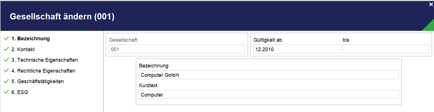 Wizard für Gesellschaftsstamm - Bezeichnung