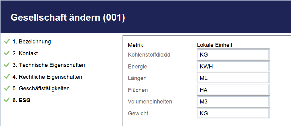 Wizard für Gesellschaftsstamm - ESG