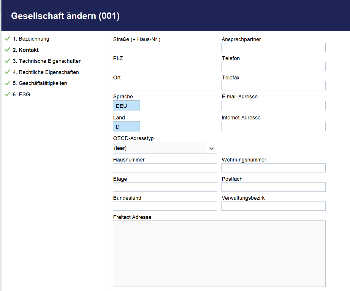 Wizard für Gesellschaftsstamm - Kontakt