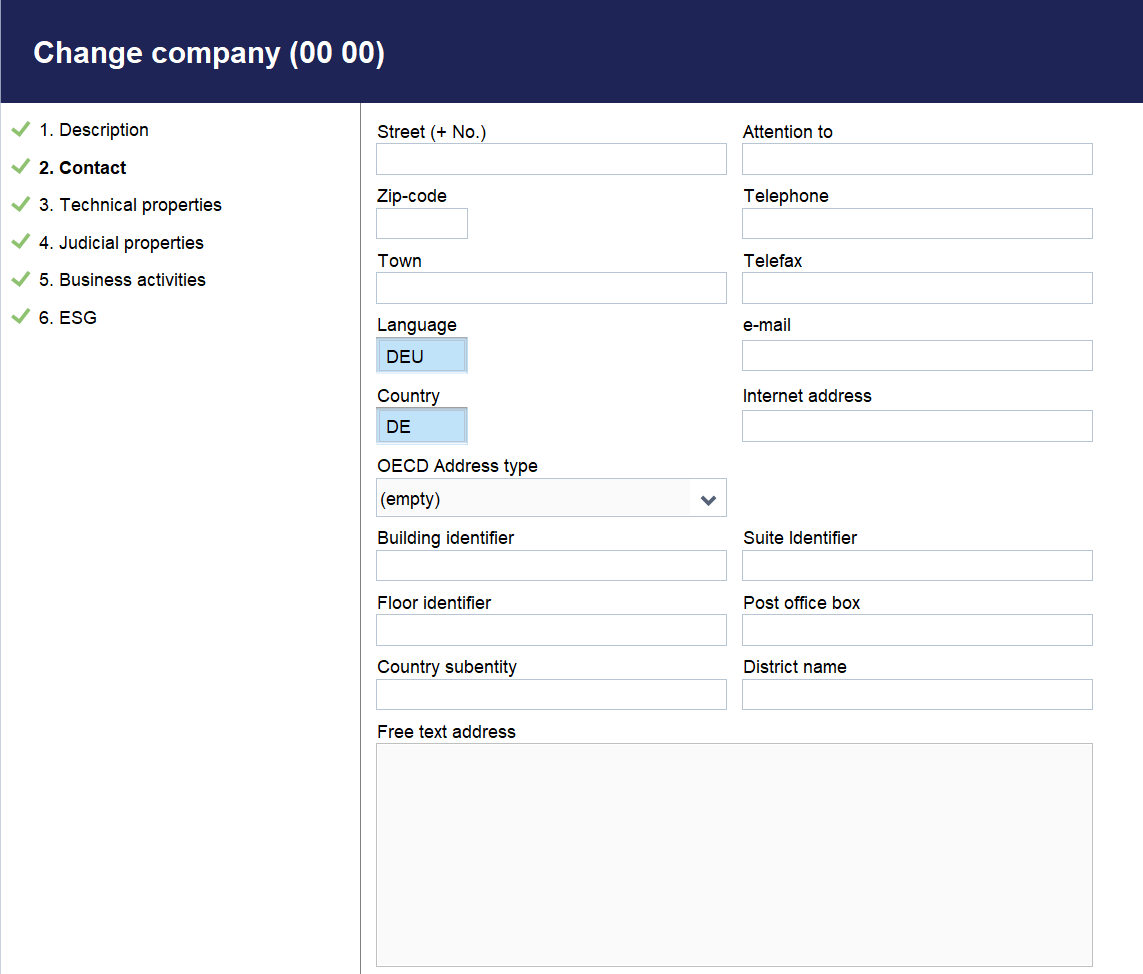 Company Wizard > Contact