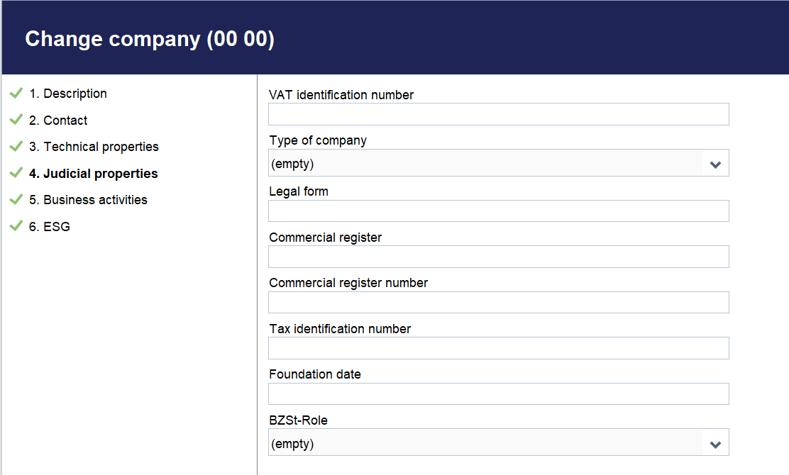 Company Wizard > Judicial Properties 