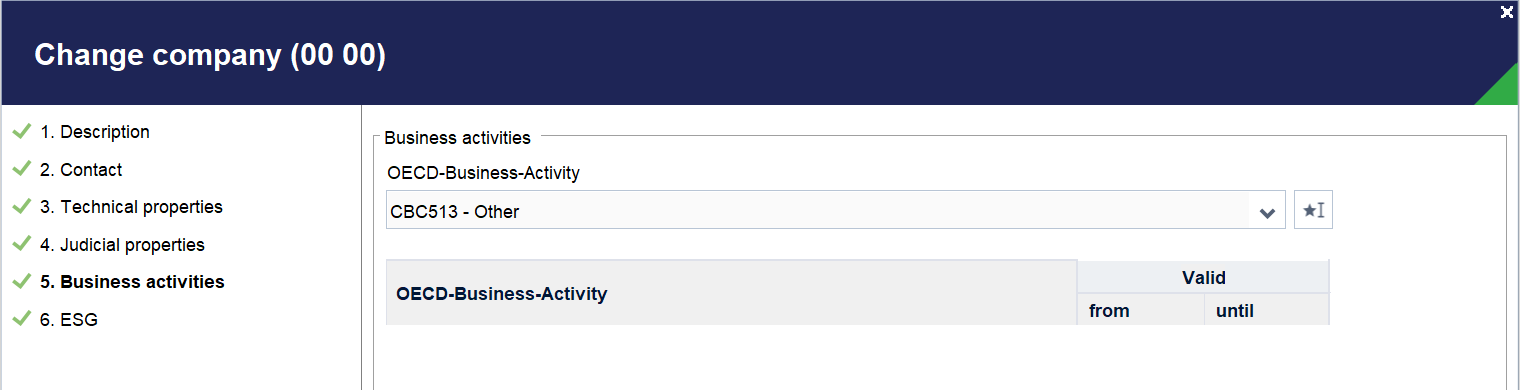 Company Wizard > Business activities